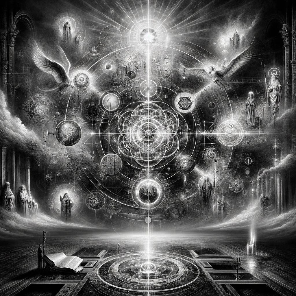 DALL·E 2024-01-14 22.03.25 - A thought-provoking and enigmatic black and white image capturing the theme of 'Theology of Nothingness'