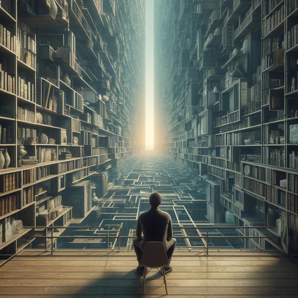 DALL·E 2024-04-12 23.13.35 - A thought-provoking image for a literary blog, capturing the essence of an introspective and philosophical text titled 'The Question...'